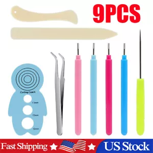 Paper Quilling Tools Slotted Kit Rolling Needle Pen Tweezer Scrapbooking Craft ^ - Picture 1 of 14
