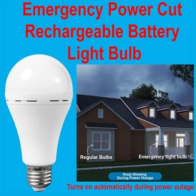 4x 9W =61W LED Rechargeable Emergency Light Bulb E27, Turns on During Power Cut - Image 1 of 4