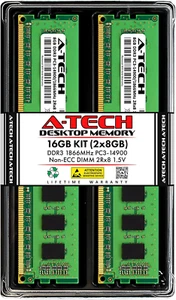 16GB Kit (2X8Gb) DDR3 1866Mhz PC3-14900 CL13 UDIMM 2Rx8 1.5V Non-Ecc DIMM 240-Pi - Picture 1 of 6