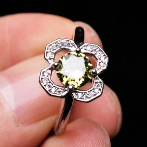 8*8mm Top Natural Rare Green Tsavorite Crystal Gemstone Adjustable Ring - Picture 1 of 6