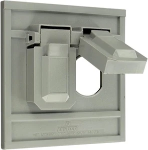 Leviton 4986-GY 1-Gang Duplex Device Wallplate Cover Oversize Weather Resistant - Picture 1 of 2