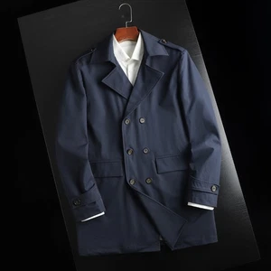 Double-breasted Buttons New Mens Business Commuting Lapel Mid-length Trench Coat - Picture 1 of 18