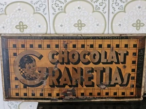 GRANETIAS CHOCOLATE: OLD SILKSCREENED SHEET METAL ADVERTISING PLAQUE ANDREIS - Picture 1 of 7