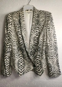Rebecca Minkoff Women’s Black White Becky Silk Jacket Sz 12 - Picture 1 of 14