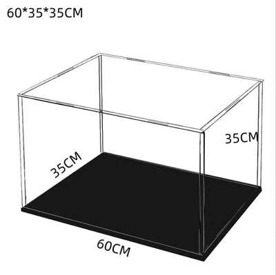 Clear Acrylic Display Case Perspex Box Plastic Black Base Dustproof Four Sizes - Image 1 of 4