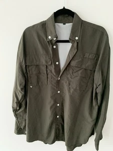Amazon Mens Large Camping Outdoor Shirt Olive Green Long Sleeve - Picture 1 of 6