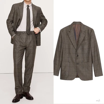 Business Men Suits Herringbone Check Wedding Party Tuxedos Tailored Notch Lapel - Image 1 of 4