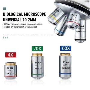 4X 20X 60X RMS 20.2 mm f Biological Microscope For Olympus CX41 CX31 - Picture 1 of 15