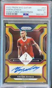 Hakim Ziyech Morocco 2022 Qatar World Cup Prizm Gold Auto /10 PSA 10 JERSEY #7 - Picture 1 of 2