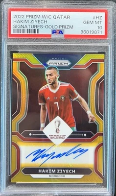 Hakim Ziyech Morocco 2022 Qatar World Cup Prizm Gold Auto /10 PSA 10 JERSEY #7 - Image 1 of 2