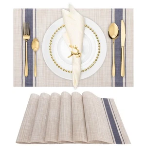 Placemats, Set of 6 Heat Resistant Stain Resistant Non-Slip Woven Vinyl Insul... - Picture 1 of 7