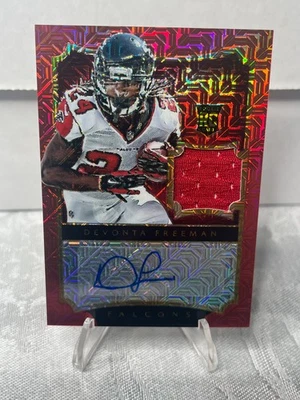 2014 Select Devonta Freeman Red Auto GU Jersey RC Card #d /15 - Image 1 of 2