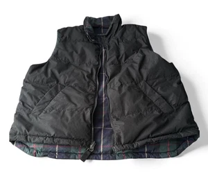 Gilet reversibile Eddie Bauer vintage nero a quadri piumino d'oca taglia alto XL - Foto 1 di 11