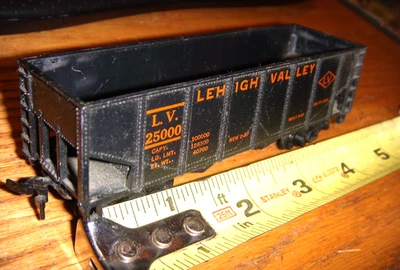 MARX: LEHIGHT Valley L.V. #25000 TOLVA DE CARBÓN NEGRA ESCALA HO. SIN CARGA LETRA NARANJA Foto 1 de 2