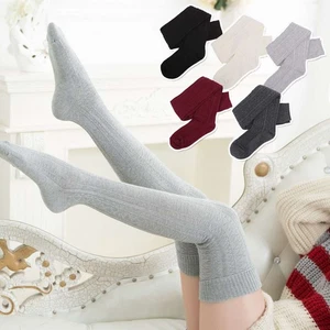 Women Extra Long Knitted Thigh High Socks Ladies Winter Over the Knee Stockings - Picture 1 of 15