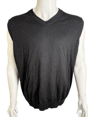 Sweater Turnbury Vest Men 2XB Black Extra Fine Merino Wool Classi - Imagem 1 de 4