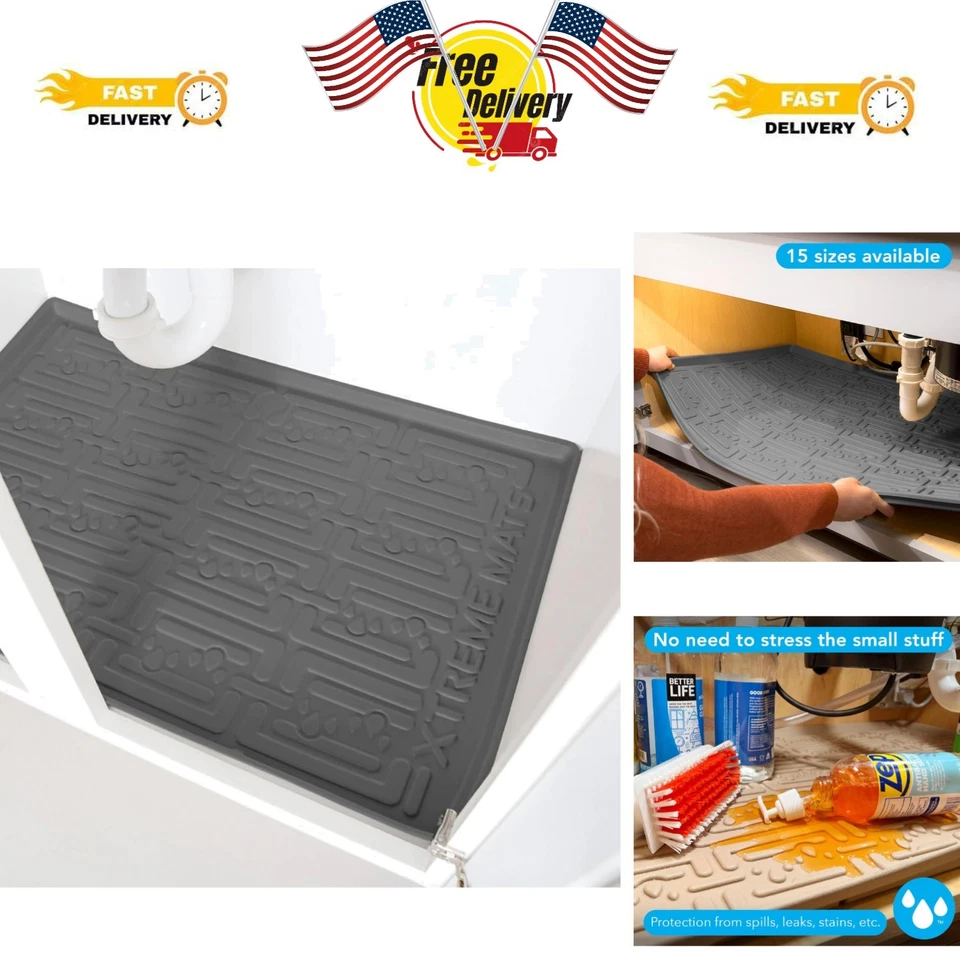 Xtreme Mats Under Sink Kitchen Cabinet Mat 30 5/8 X 21 7/8 Grey