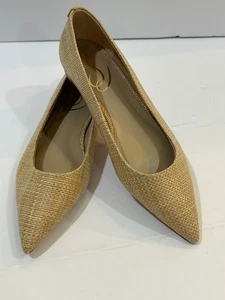 Sam Edelman Wanda spitz zulaufend flach elfenbeinfarbenes Damenleder Größe 5M - Bild 1 von 7