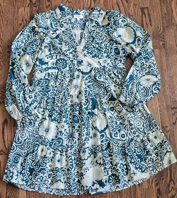 Vestido campesino UMGEE para mujer línea A talla L floral verde azulado crema manga larga Foto 1 de 4