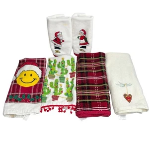 Lot Of 6 Christmas Holiday Themed Hand Tea Kitchen Towels Lenox, Colormate Cacti - Picture 1 of 19