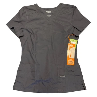 Landau Modern Fit Gray Hospital Work Scrubs XX-Small - Image 1 of 4