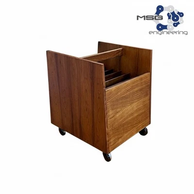 Danish Mid-Century Modern Rosewood Magazine Rack on Wheels - Bruksbo - Image 1 of 4