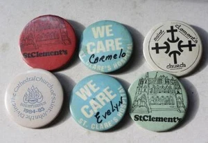 Catholic Church St Clement's St Clare's St John's Set 6 Celluloid Pinback Pins - - Picture 1 of 1
