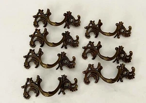 Lot 7 Vintage Brass Kitchen Cabinet Drawer Furniture Hardware Pulls Handles - Picture 1 of 3