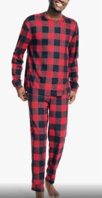 Conjunto de pantalón pijama a cuadros Buffalo gofre mediano para hombre Nautica rojo azul marino nuevo con etiquetas Foto 1 de 4