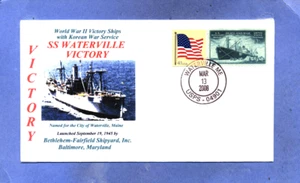 WATERVILLE VICTORY Ship named: City Waterville, Maine Color Cachet Handstamp PM - Picture 1 of 1