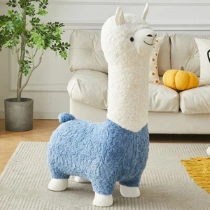 Cute Alpaca Side Chair Kids Animal Stool Living Room Footrest Stool Child Seats - Picture 1 of 7
