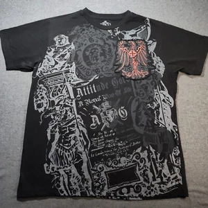 Camiseta Retro Y2K Insane Estampada Completa Bordada Negra Grunge Talla XL - Imagen 1 de 13