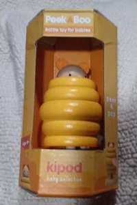 Kipod Baby Collection Peek-A-Boo Bear Wooden Rattle Educational Development Toy - Picture 1 of 6