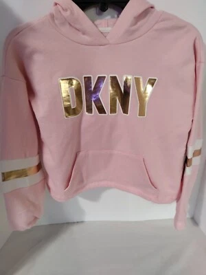 DKNY Rosa/Dorado Pullover Sudadera con Capucha Niñas Talla 6 NUEVO Foto 1 de 4
