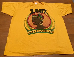 “100% Black Woman” Vintage 90s Graphic Gold Shirt. Hip Hop Rap Streetwear BLM - Picture 1 of 5