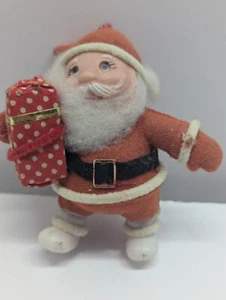 Vintage Santa Flocked Felt Christmas Ornament 4" - Picture 1 of 8
