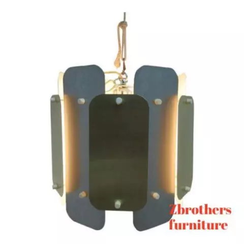 Vintage Mid Century Brass Aluminum Barrel Hanging Light Chandelier Cover
