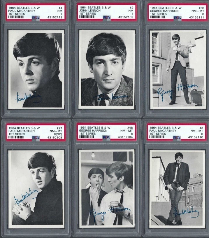 1964 Beatles B&W 6-Card Lot - All PSA Graded NM or Better! Lennon, McCartney... - Image 1 of 1