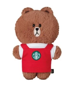 Delantal Starbucks Corea 2021 Line Friends Linefriends marrón felpa - Imagen 1 de 2