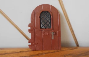 REDDISH BROWN CASTLE DOOR arched, keyhole LEGO genuine, lattice, diamond window - Picture 1 of 2