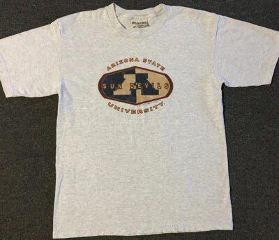 Camisa De Colección Años 90 ASU Sun Devils Desteñida Spellout M L Escuela Universitaria Pista PE Grunge Foto 1 de 4