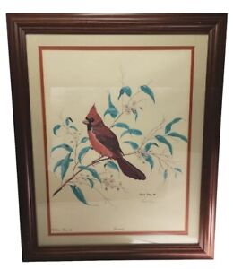 Red Cardinal Framed Art Print Hand Signed Gene Gray Collector Series XIII 22x18