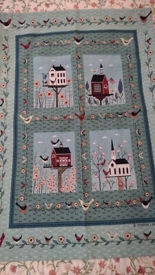Warren Kimble Folk Art Bird House Woven Wall Hanging 35x25 Tapestry Rod Pocket  - Image 1 of 4