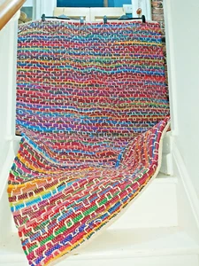 MANDIRA RECYCLED COTTON INDIAN RAG RUG WITH STITCH DETAIL 120 x 180cm - OFFER! - Picture 1 of 11