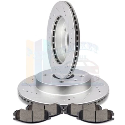 2X Front Discs Brake Rotors and 4X Pads For 1993 1994-2002 Saturn SC1 SW1 Drill - Изображение 1 из 4