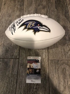 TRENT DILFER SIGNED BALTIMORE RAVENS LOGO FOOTBALL AUTO JSA COA SB 35 CHAMPS - Image 1 of 2