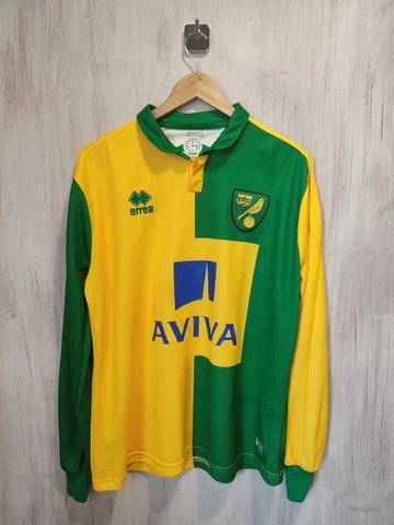 Norwich City 2014 2015 home Sz L Errea shirt soccer football jersey maillot kit Cover