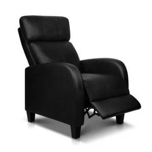 NNEDSZ PU Leather Reclining Armchair - Black - Picture 1 of 7