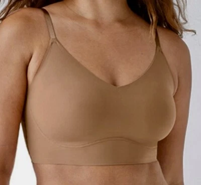 Sutiã Bralette Feminino TRUE and CO Body Lift Triângulo Decote V Bronzeado Sem Fio M G - Imagem 1 de 4