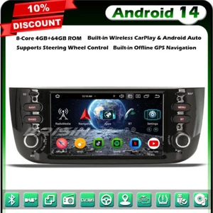 Autoradio Android 14 64GB 8-Core GPS SatNav CarPlay per Fiat Grande Punto Linea - Foto 1 di 24